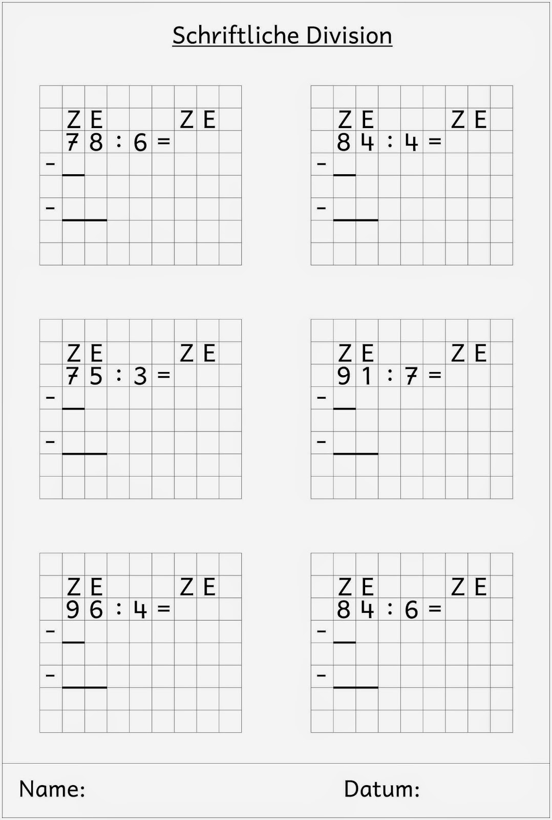 Lernstübchen: schriftliche Division (Fördergruppe)